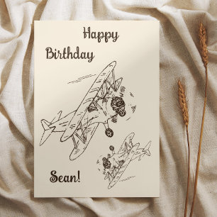Carte Bi-plans Art Déco - Joyeux anniversaire + nom.