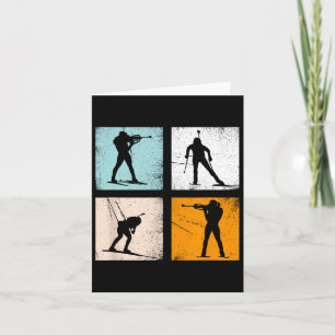Carte Biathlon Rétro Fans de sports d'hiver Hommes Femme