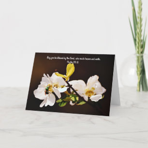 Carte Bible et fleurs Bible Verse Card Psaume 115:15