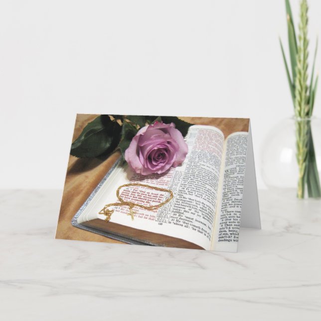 Carte Bible et rose de pourpre - 3h16 audacieux de John (Devant)