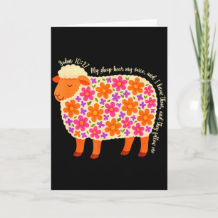 Carte Bible Vers Floral Mouton Mes Moutons Écoutent Ma V