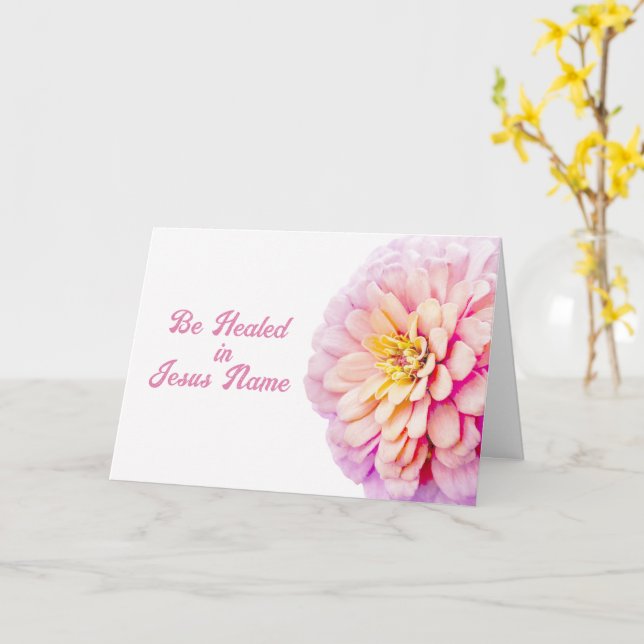 Carte Bible Verse Zinnia Rose Guérison  (Fleur jaune)