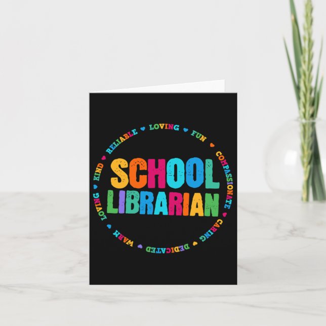 Carte Bibliothécaire scolaire Tee Rainbow Colorful Libra (Devant)