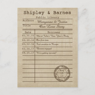 Carte Bibliothèque vintage Enregistrer la date