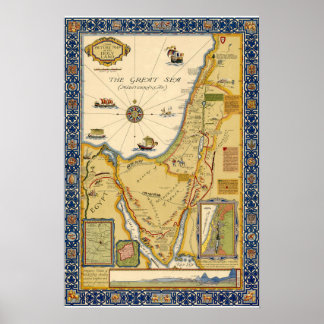 Carte Biblique de la Terre Sainte Poster