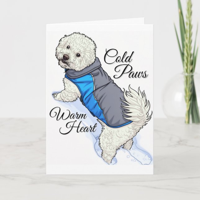 Carte Bichon à neige au cœur chaud (Devant)