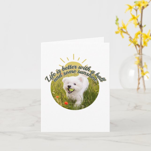 Carte Bichon & Ball Dandelion Days  (Fleur jaune)