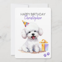 Bichon Frise Chien Personnalisé Joyeux Anniversair