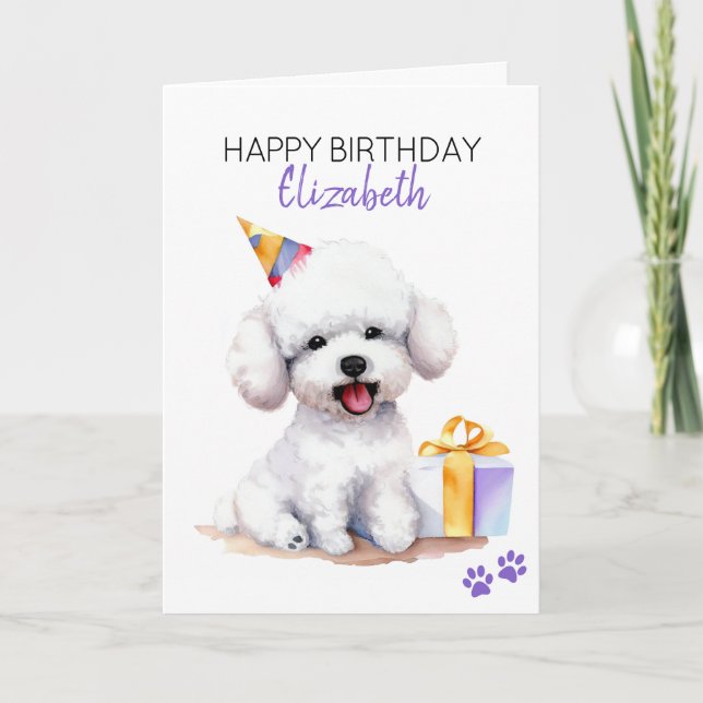Carte Bichon Frise Chien Personnalisé Joyeux Anniversair (Devant)