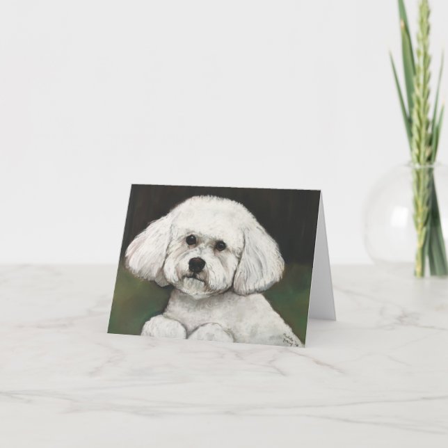 Carte Bichon Frise Dog Art Note Card (Devant)