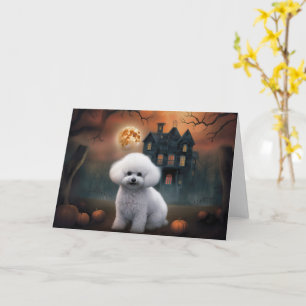 Carte Bichon frisé Halloween épouvantable