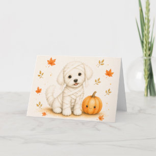 Carte Bichon Frise Momie Halloween