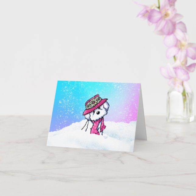 Carte Bichon Frise Neige Hivernale (Orchidée)