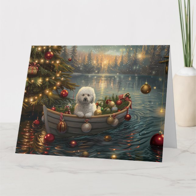 Carte Bichon Frise Noël Festive Voyage (Devant)