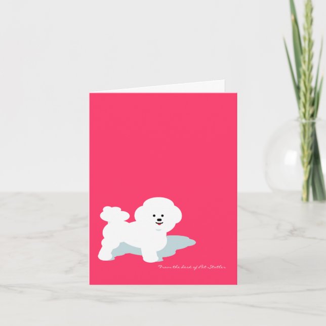 Carte Bichon Frise personnalisée en rose (Devant)