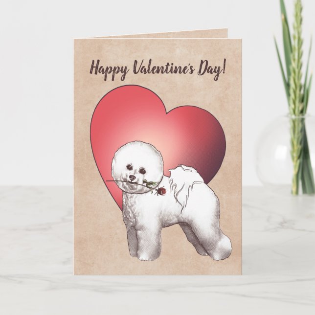 Carte Bichon Frise Saint-Valentin (Devant)