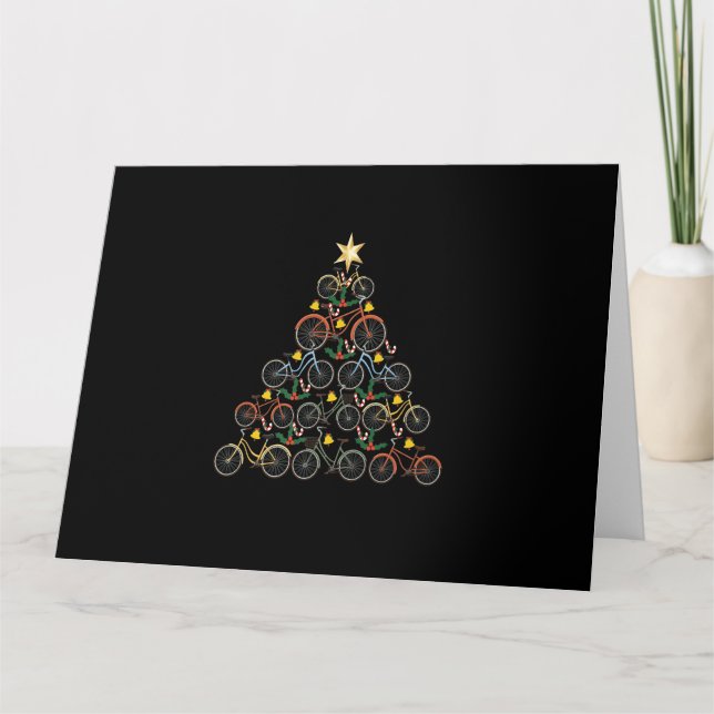 Carte Bicycle Christmas Tree Funny Biker Bicyclist Xmas (Devant)
