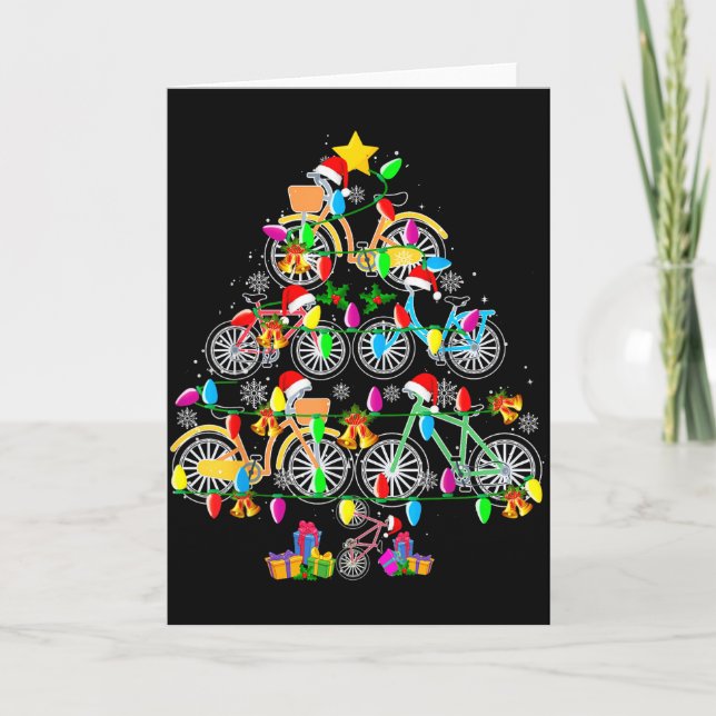 Carte Bicycle Christmas Tree Funny Santa Bicycle Lover B (Devant)