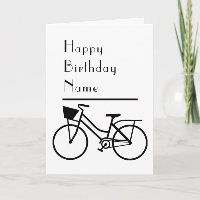 Carte Bicycle noir et blanc Minimal Anniversaire (Devant)