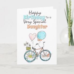 Carte Bicyclette floral panier whimsal ballon anniversai