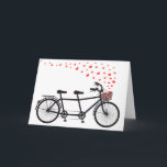 Carte bicyclette tandem avec des cœurs rouges<br><div class="desc">bicyclette tandem avec des cœurs rouges,  design pour invitation de mariage,  cartes de la Saint-Valentin,  fiançailles,  anniversaire de mariage,  cadeau de mariage</div>