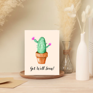 Carte Bien Bientôt Aquarelle Plante Cactus