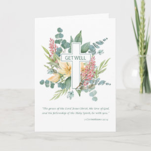 Carte Bien Religieux Cross Fleurs sauvages d'aquarelle