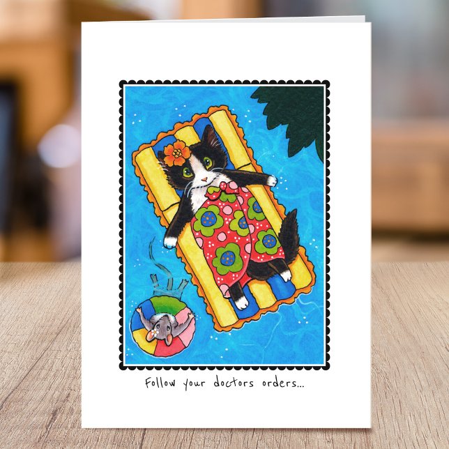 Carte Bien Se Bien Bientôt Cute Chat Souris Plier (Créateur téléchargé)