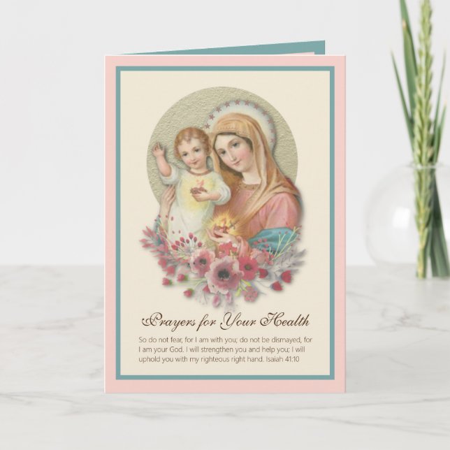 Carte Bienheureuse Vierge Marie Bébé Jésus Fleurs Se Por (Devant)
