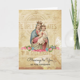 Carte Bienheureuse Vierge Marie Jésus Début de la gradua