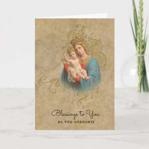 Carte Bienheureuse Vierge Marie Jésus Début de la gradua