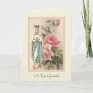 Carte Bienheureuse Vierge Marie Pastel Rose