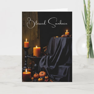 Carte Bienheureux Citrouilles d'Halloween Samhain bougie