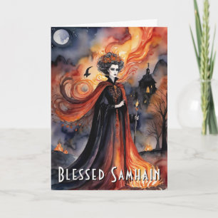 Carte Bienheureux Samhain Red Queen Halloween sorcière d