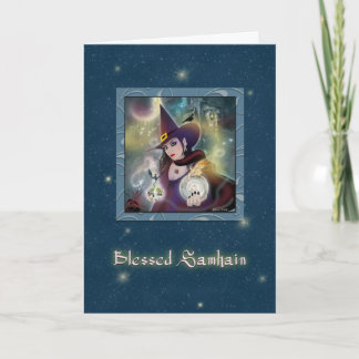 Carte Bienheureux Samhain - Sorcière Bleue Étincelle