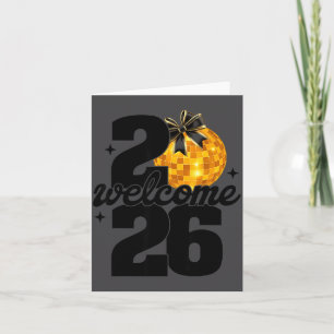 Carte Bienvenue 2026 Bonne Année Boule De Disco Et Coque