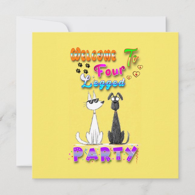 Carte Bienvenue à la fête à quatre pattes (Devant)