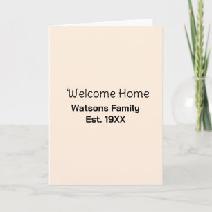 Carte Bienvenue à la maison nom de famille année de créa