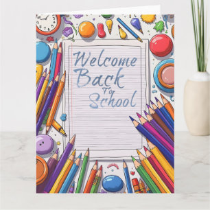 Carte Bienvenue à l'école - amusant et coloré