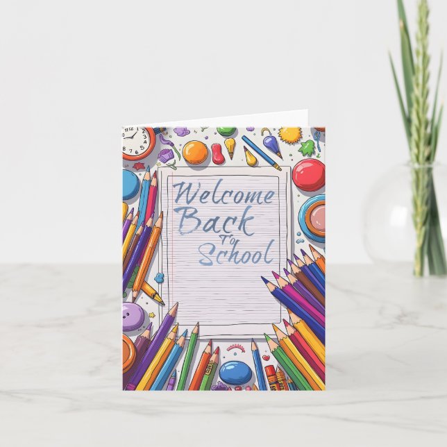 Carte Bienvenue à l'école – Amusant et Coloré (Devant)
