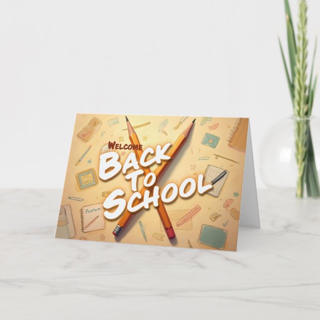 Carte Bienvenue à l'école – Conception d'art au crayon (Devant)