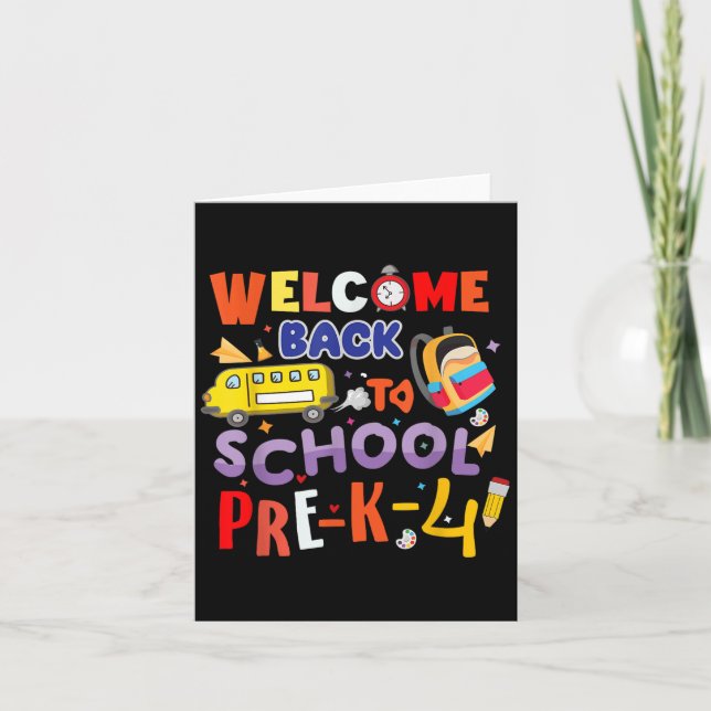Carte Bienvenue à l'école enseignant pré-maternelle-4 en (Devant)