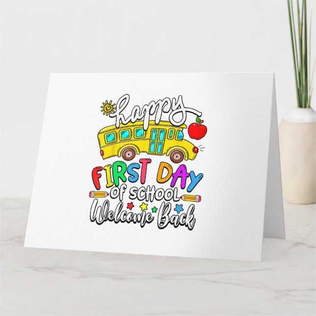 Carte Bienvenue À L'École Heureux Premier Jour Enseignan (Devant)