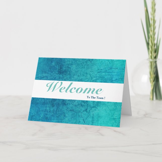 Carte Bienvenue À L'Équipe Blanc Minimal Bleu Badge (Devant)