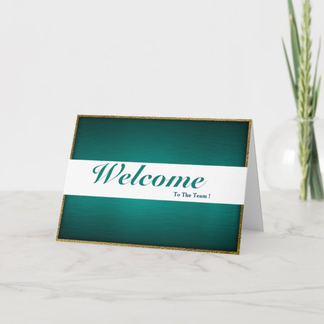 Carte Bienvenue À L'Équipe Blanc Minimal Bleu Badge (Devant)