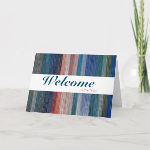 Carte Bienvenue À L'Équipe Blanc Minimal Bleu Badge