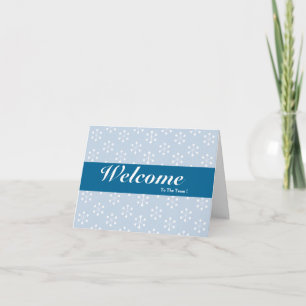 Carte Bienvenue À L'Équipe Blanc Minimal Bleu Badge