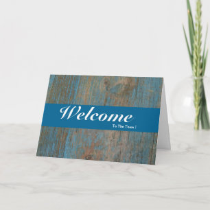 Carte Bienvenue À L'Équipe Blanc Minimal Bleu Badge