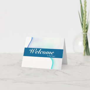 Carte Bienvenue À L'Équipe Blanc Minimal Bleu Badge