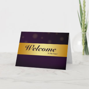 Carte Bienvenue À L'Équipe Purple Minimal Gold Bladge